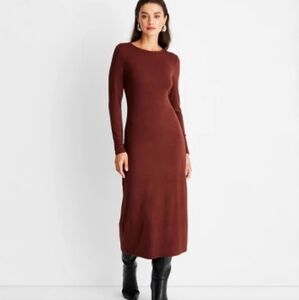 Elegant Brown Long Sleeve Dress
